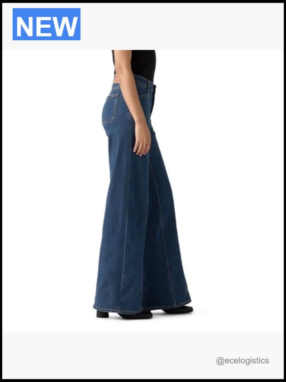 Womens Mid Rise Stretch Wide Leg Jeans 32 Inseam - Picture 3 of 3